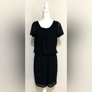 Tiana B Womens 12 Solid Black Lace Short Sleeve Dress Boho-chic Vintage Coastal